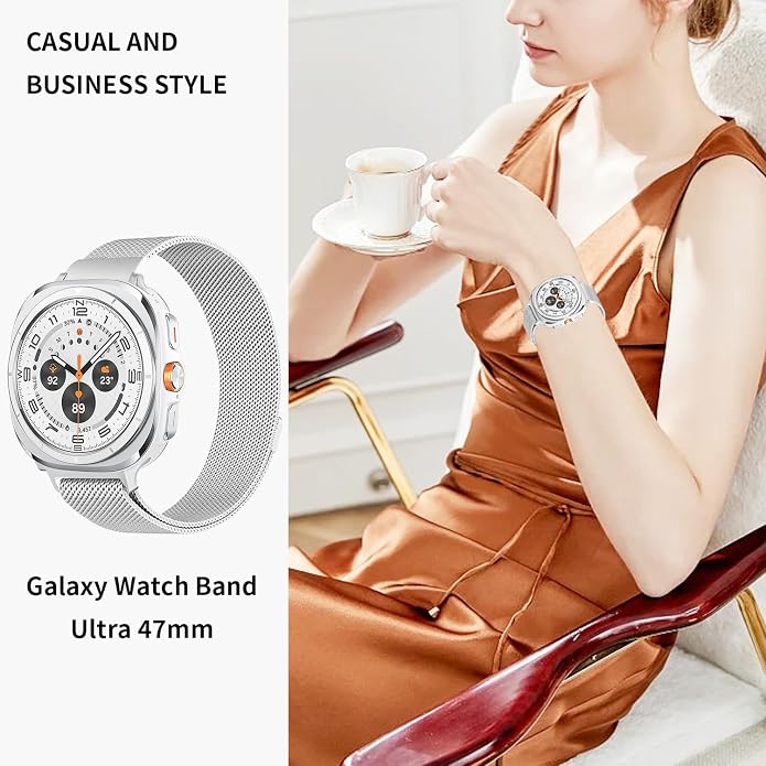 GOLDTOLUCK No Gap Stainless Steel Band Compatible with Samsung Galaxy Watch 8 7 6 5 4 Classic FE Pro Ultra 40mm 44mm 46mm 43mm 47mm 45mm 42mm Replacement Men Women Milanese Metal Elegant Casual