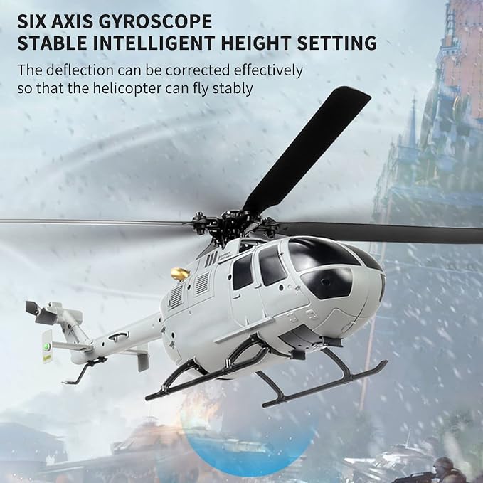 GoolRC C186 Remote Control Helicopter Remote Control Drone Single Propeller Without Ailerons 6-axis Gyro Stabilization Remote Control Airplane Altitude Hold s Adults Gray