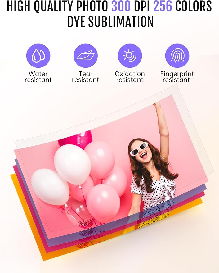 iDPRT 4x6 Photo Printer, CP4100 Photo Printer for iPhone & Android with 108 Sheets & 2 Cartridges, Wi-Fi Wireless Portable Picture Printer, Instant Print Photos, Dye Sublimation, White