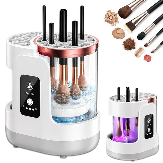 Electric Makeup Brush Cleaner Machine, 3-in-1 Cleaner Dryer and Storage, One-Touch USB Washer with 2H or 5H Drying Modes for Most Cosmetic Brushes