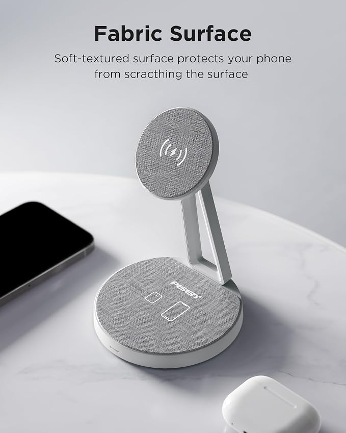 PISEN 2-in-1 Mag-Safe Charger Stand - Wireless Charger Charging Station for Multiple Devices & 30W USB C Charger - 30 Watt Dual Port PD QC 3.0 GaN Charging Block, 30W USB C Wall Charger, 2-Port 30 Wat