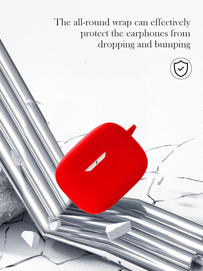 Case for JBL Vibe Beam 2 True Wireless Noise Cancelling Earbuds,Soft Protective,BOVUGAC Silicone Case Cover with Keychain & Cleaning Kit & Lanyard for JBL Vibe Beam 2-Red