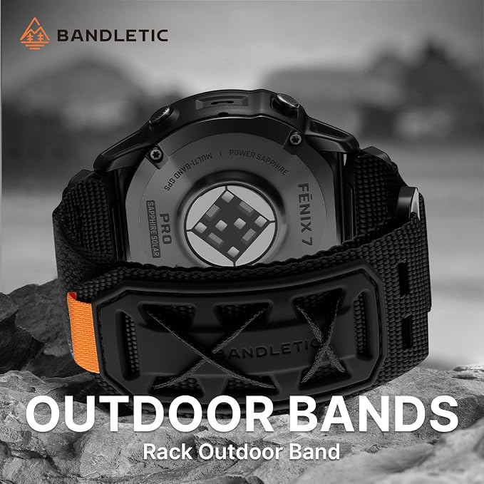 Bandletic Compatible with Garmin Fenix 7 6 Pro Watch Band - 22mm Quick Fit Replacement Nylon Strap for Fenix 8 47mm/5 Plus/Instinct 3 E 45mm 2 /Forerunner 970/965/955/945/Approach S70/S62/S60 /Epix
