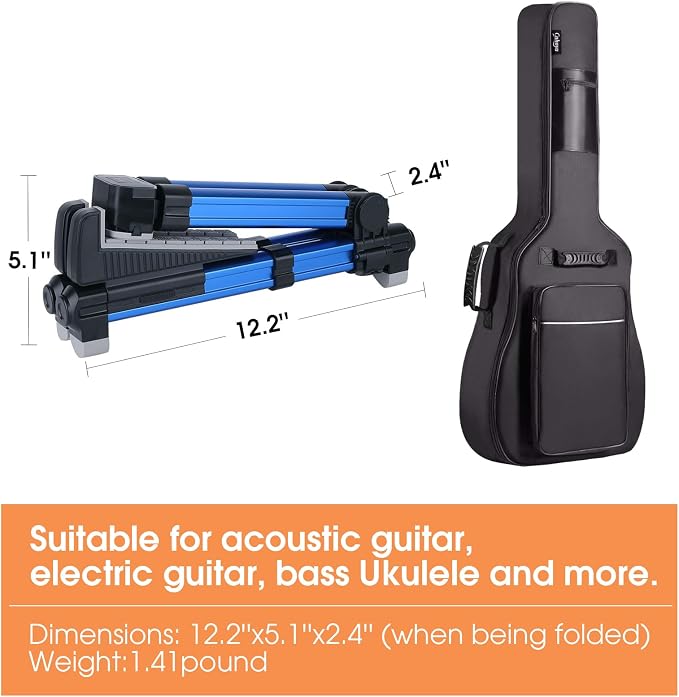 ENO MUSIC Folding Acoustic Guitar Stand, Suitable for Electric Guitars, Bass Guitars (BLUE)
