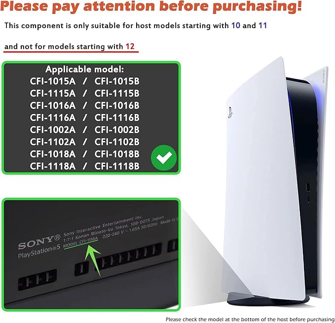 for PS5 Power Supply ADP-400DR / ADP-400ER /PA-1401-JT20 Internal Power Source Replacement with AC Adapter Console Power Adapter with Power Cord