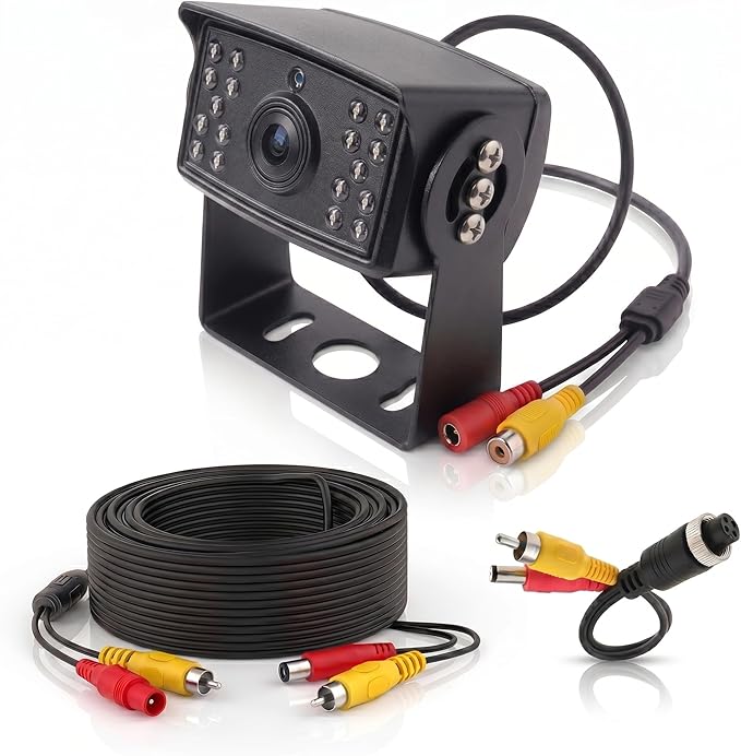 RCA Backup Camera, Upgraded Waterproof Heavy Duty Truck Rear View Camera with Internal Silicon Sealing, Night Vision & CCD Sensor for RV, Trailer, Bus, Van, Excavator - Includes 33ft Cable
