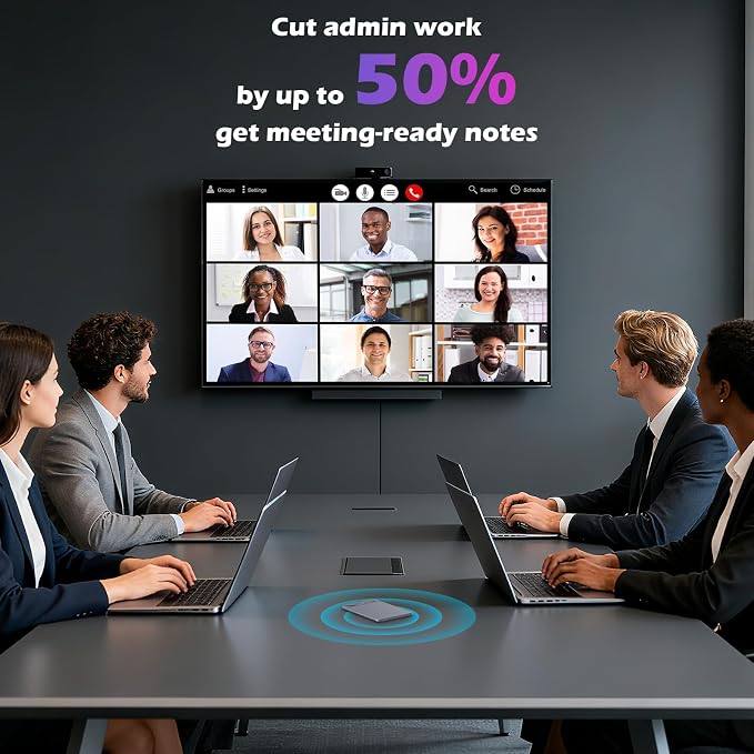 AI Voice Recorder with Transcribe Summarize: AI Noise Reduction Speaker Separation App Control 118 Languages 64GB Storage - AI Notetaker for Students Managers - Meetings Lectures Interviews