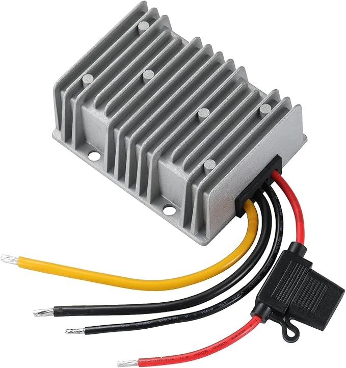 24V to 12V 40A 480W Waterproof DC-DC Buck Converter with Fuse | Step Down Voltage Power Transformer for Automotive, LED Lights, Construction Sites, Tools
