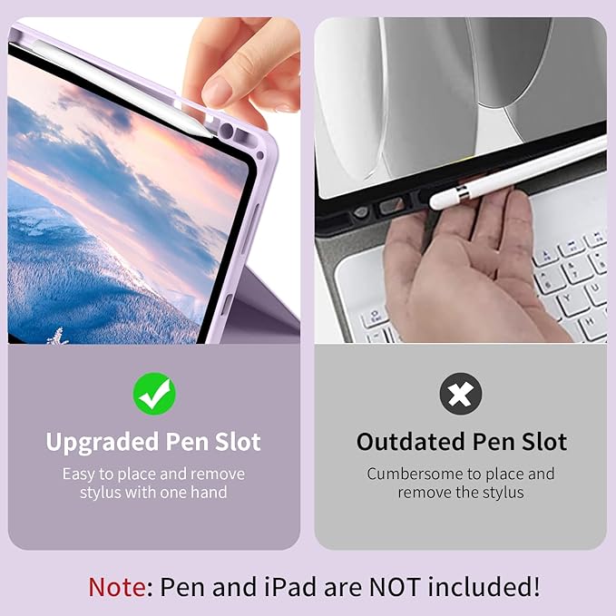 Case for iPad Air 8th/7th/6th 11-inch M4/M3/M2 (2026/2025/2024), iPad Air 5th/4th Generation 10.9 inch 2022/2020, Stand Folio Detachable Wireless Keyboard with Pencil Holder, Purple