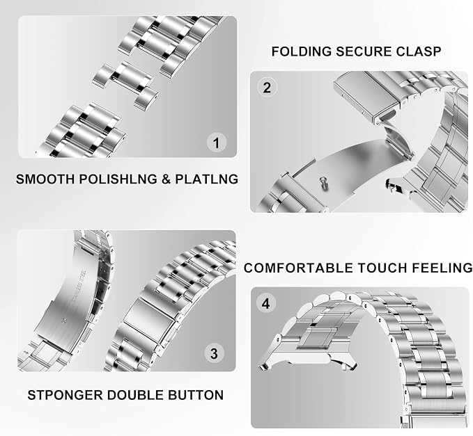 SUPLINK Stainless Steel Band Compatible with Samsung Galaxy Watch Ultra Bands Men Women, Adjustable Metal Replacement Band for Samsung Watch Ultra Bands 47mm, Silver