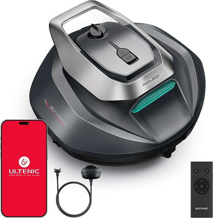Ultenic Cordless Robotic Pool Cleaner with Remote＆APP Control, Pool Vacuum for Above & In-Ground Pool up to 850 Sq.ft., 90 Mins Long Runtime, Fast Charging, Self-Parking＆2.5L Large Filter, Green