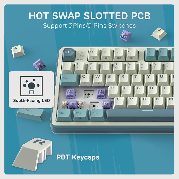 RK ROYAL KLUDGE S98 Mechanical Keyboard w/Smart Display & Knob, 96% RGB Wireless Gaming Keyboard BT/2.4G/USB-C, Hot Swappable Custom Keyboards, Software Support, Silent Computer Gaming Keyboard