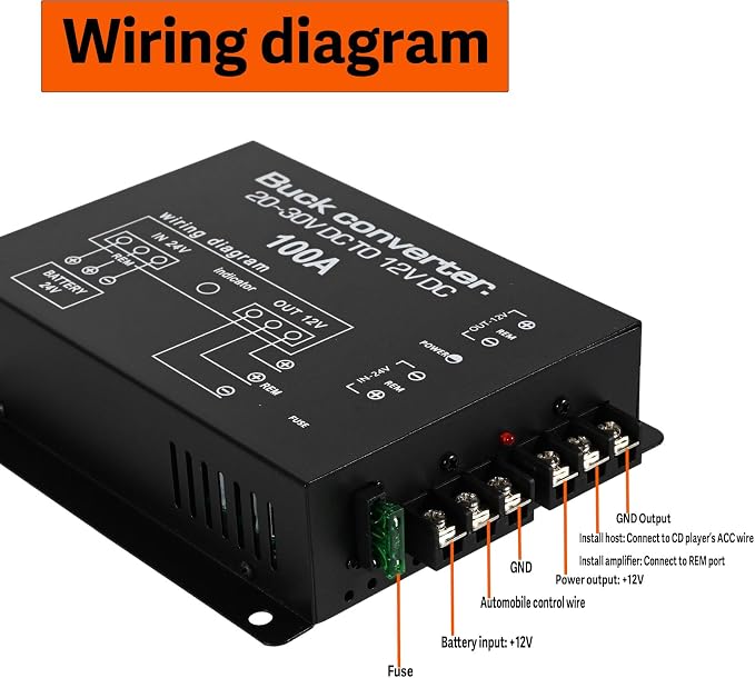 DC 24V to 12V Step Down Voltage Converter, 100A 1200W DC Buck Converter Voltage Regulator for Car, Truck and Vehicle