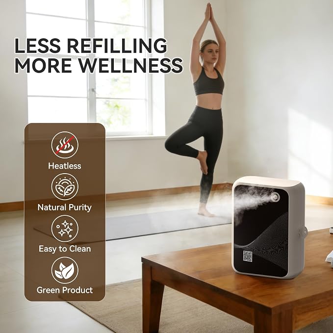 Waterless Essential Oil Diffuser-500ml Large Capacity,Smart App Control,Timer Function,Low Noise for Large Room up to 2000 sq.ft,for Home,Office,Hotel,Black-White Combo