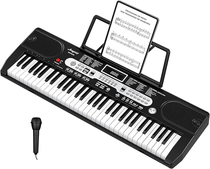 61 Keys Piano Keyboard Set, Electronic Digital Piano with Built-In Speaker Microphone, Portable Keyboard Gift Teaching for Beginners, Electric Piano for Birthday Gift