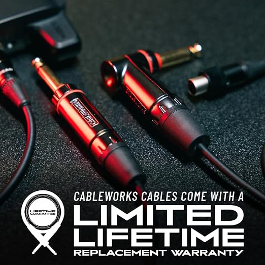 Cableworks by Gator Cases Headliner Series 3-Foot Straight 1/4" with Quiet Switch to TA4F Instrument Cable for Wireless Bodypack Transmitter, (GCWH-TA4F-3QT)