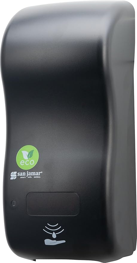 San Jamar ecoLogic Rely Recycled Plastic Hybrid Electronic Foam Soap Dispenser, Refillable Soap Dispenser, Wall Mounted Dispenser for Home and Business, 900 Ml, Black Pearl, (Pack of 6)