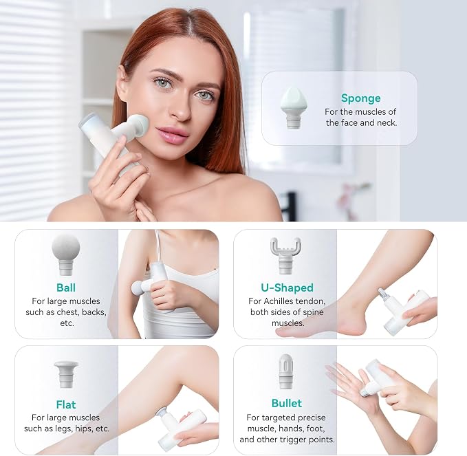 Opove M3 Mini Massage Gun for Back Pain Relief, with Facial Mode, 7mm Amplitude, 4 Vibration Levels Ultralight Portable and Rechargeable Fascia Gun Active Recovery Women Presents