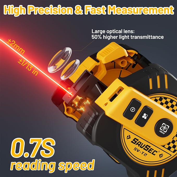 2 in 1 Laser Tape Measure, Rechargeable Laser Measure & 16ft Self-Locking Measuring Tape, Digital Laser Distance Meter with Pythagorean, Area, Volume Measuring, Unit Switchable