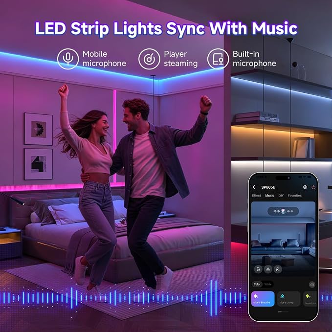 BTF-LIGHTING FCOB COB RGBCCT Color Changing LED Strip Kit,UL Listed RGB+Tunable White 3000K-6000K 16.4FT DC24V Flexible High Density LED Light Bluetooth Music Controller for Bedroom Home Indoor Decor