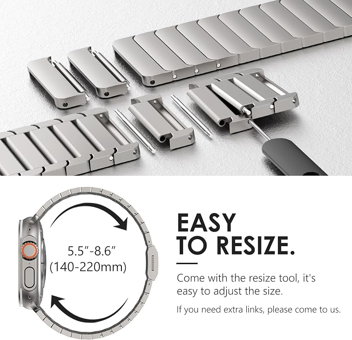 NewWays Titanium & Stainless Steel Link Bracelet for Apple Watch Band Ultra 3 2 1 Band 49mm Series11 10 46mm 42mm 45mm 44mm 41mm 40mm 38mm Series 3-11