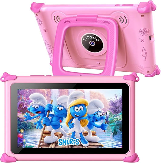 Trayoo Kids Tablet, 7IN Toddler Tablet for Kids with 32GB ROM, Shockproof Case, Education Apps Pre-Installed, Parental Control, WiFi, Netflix, YouTube