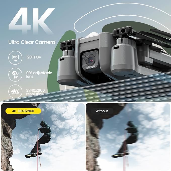 Holy Stone HS440D GPS Drones with Camera for Adults 4K UHD Camera, Unger 249g with GPS Auto Return, Follow Me, Waypoints and Customized Carrying Case