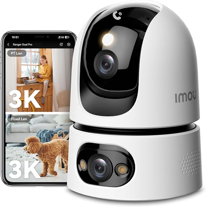Imou 10MP Security Camera Indoor, Dual-Len 360°Pan-Tilt Baby Monitor Pet Camera for Home Security, 2.4/5GHz WiFi, Work with Alexa & Google Home, Color Night Vision, Human/Pet Detection, No Monthly Fee