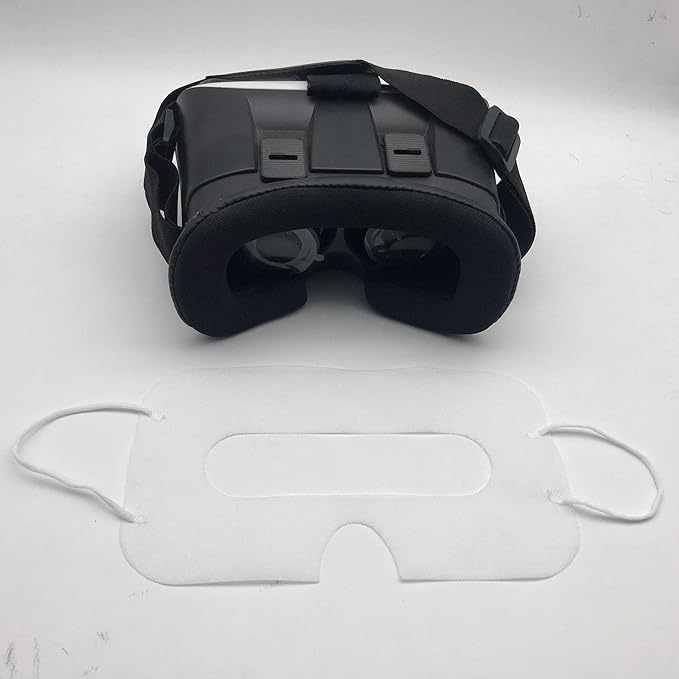100 Pack Disposable Sanitary Eye Covers - Compatible with HTC Vive Pro/PS VR/Gear VR/Oculus Rift Go & More - White