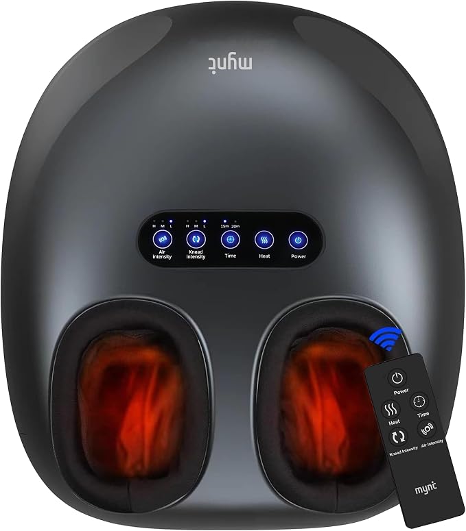 Mynt Shiatsu Foot Massager with Heat, FSA Eligible HSA Approved, Electric Foot Massage Machine for Plantar Fasciitis Neuropathy, Deep Kneading with Control, Fits Up to 14