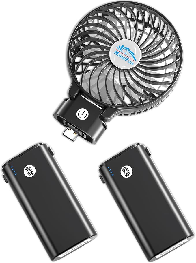 HandFan 10400mAh Portable Handheld Fan Rechargeable, 40Hrs Long-Lasted Hand Fan, Mini Personal Fans Foldable, Heavy Duty Battery Fans for Travel Beach Concerts Cruise Makeup(Clear Blade)
