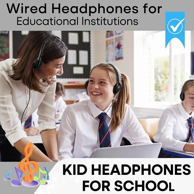 Classroom Headphones Bulk 20 Pack for Kids School Student,Wholesale Durable Wired Earphones Class Set for Children Toddler Teens Boys Girls and Adult(GS857, Black)