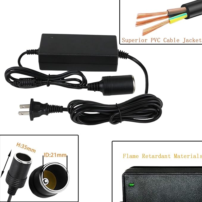 12V Power Supply Adapter for Igloo Iceless Thermoelectric Coolers Compatible with Kool Mate & Cool Chill Models, DC12V Replacement Cord for Car Coolers