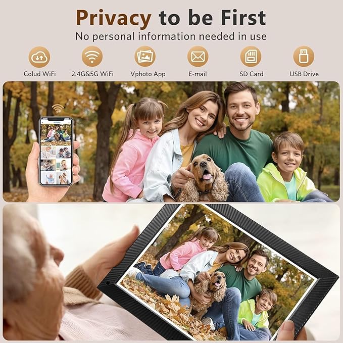 Large Digital Picture Frame 17" WiFi-Photo-Frame - 1280*960 HD Touch Screen Digital Frame, Slideshow, Auto-Rotate for Wall Tabletop, Load Photos and Videos from Phone via App or Email, Gifts for Mom
