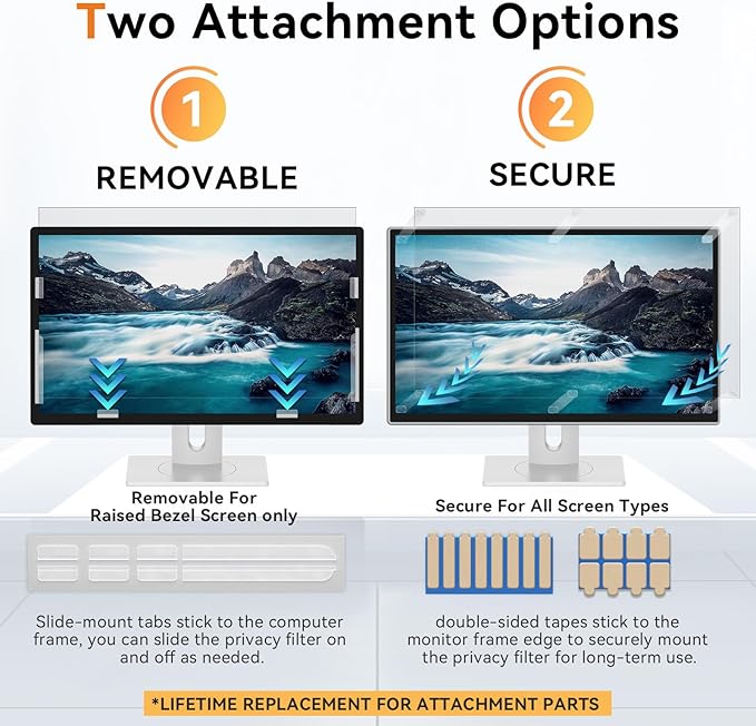 [2 Pack] 28 Inch Computer Privacy Screen for 16:9 Aspect Ratio Widescreen Monitor, Eye Protection Anti Glare Blue Light Computer Monitor Privacy Filter, Removable Anti-Scratch 28in Protector Film
