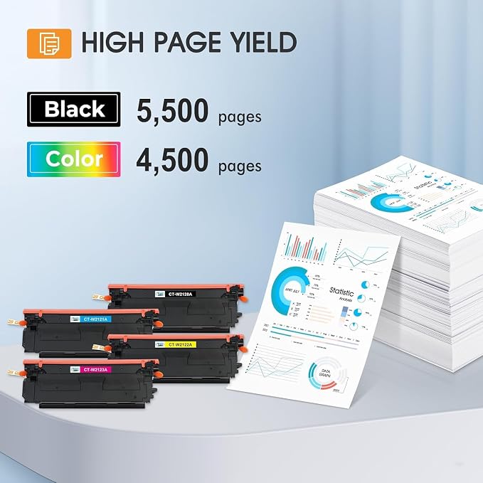 212A 212X Toner Cartridges 4 Pack Compatible for HP 212A 212X 212 W2120A W2120X for HP Color LaserJet Enterprise M554 M555 M555dn M554dn M555x MFP M578 M578f M578dn M578c M578z Series Printer Ink