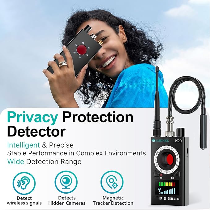 JMDHKK Hidden Camera Detector, Bug GPS Tracker Detector – RF Camera Finder for Hotel, Travel, Car, Office, Home Privacy Protection