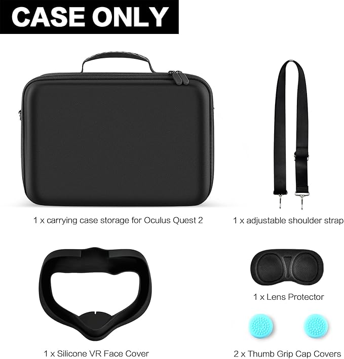 PAIYULE Carrying Case for Meta for Quest 3/ 3s, for Oculus Quest 2 Virtual Reality Headset/Touch Controllers/Elite Strap VR2 Accessories with Silicone Face Cover, Lens Protector-Grey(No Device)
