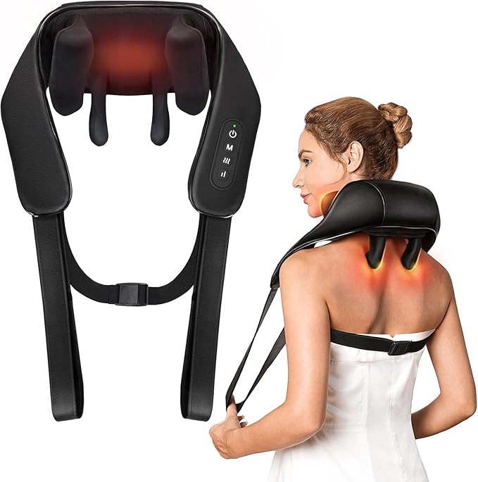Valentine's Day Gift for Women Men, Neck and Shoulder Massager with Heat, Cordless Back and Neck Massager, 4D Shiatsu Deep Kneading Massagers for Shoulder, Back, Leg Neck Pain Relief, Home Office Use