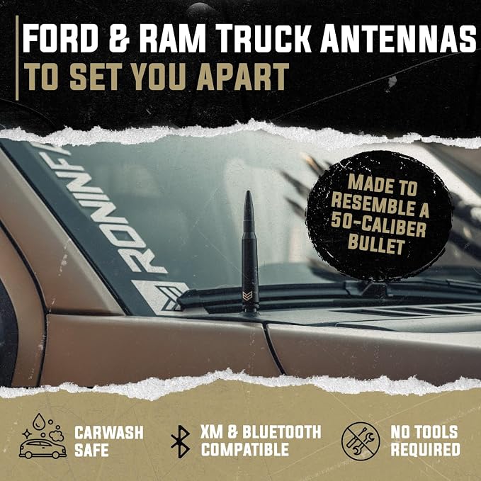 Ronin Factory Antenna for Ford F150 F250 F350 Ford Raptor Bronco Accessories Truck F-150 Accessories & Dodge RAM 1500 Anti Theft Short Replacement Antenna (SmartLock)