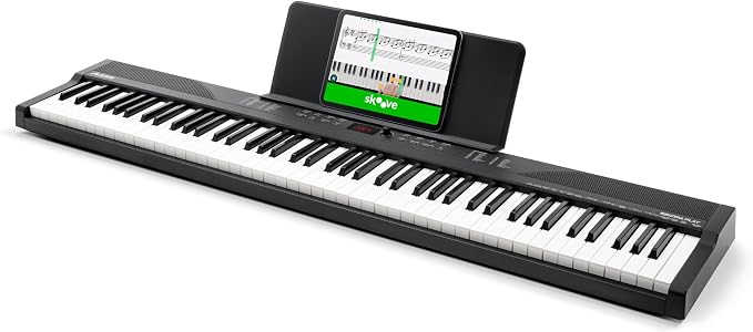 Alesis 88 Key Keyboard Piano with 480 Sounds, Speakers, USB MIDI, Carry-Bag, Stand, Headphones, Pedal and Piano Lessons for Beginners