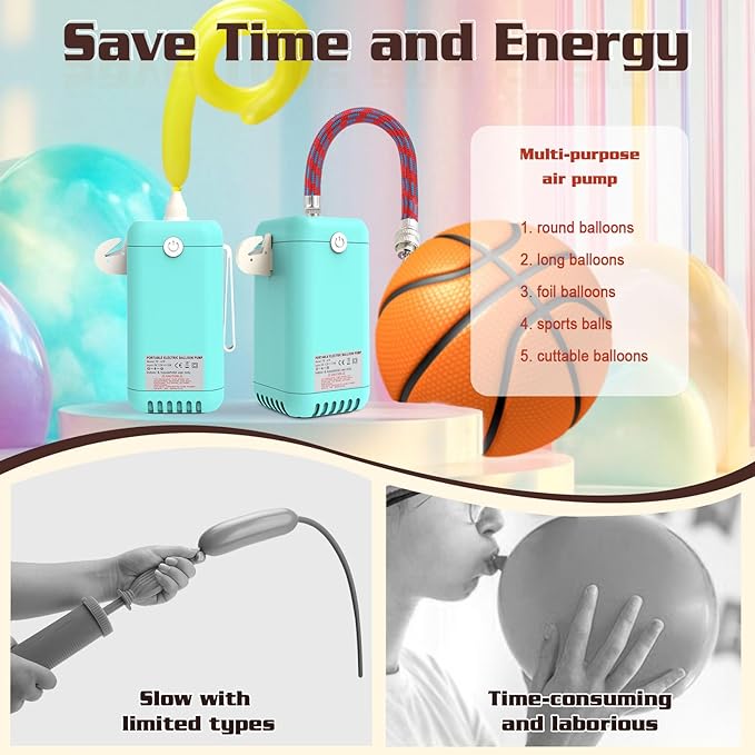 AXHJ Balloon Pump Electric Air Pumps, 2-in-1 Electric Air Balloon Pump，Balloon Inflator for 260q,Foil, Latex Balloons and Sport Balls