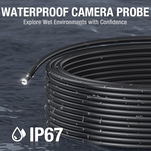 50ft Dual Lens Endoscope Camera with Light, Teslong 4.5" HD Snake Borescope Inspection Camera, Home Waterproof Fiber Optic Scope with Flexible Cable