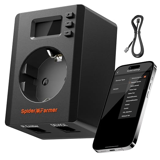 Spider Farmer S Station GGS Pro Outlet, 1 AC APP-Based Controls Outlet, 15A/1875W Max, Universal Energy Monitoring for Indoor Grow Home Appliance