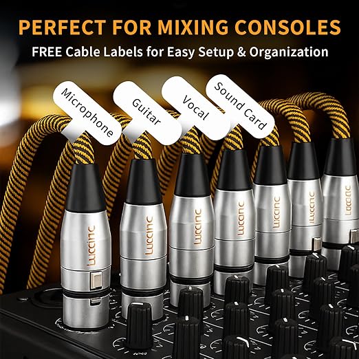 50ft XLR Cables 2 Pack, Balanced Microphone Cable Male to Female, Durable 3-Pin Cord for Recording Stage，Audio Cords