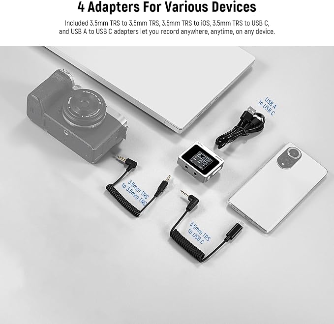 Neewer CM31 Wireless Lavalier Microphone with 8GB Storage 820ft Range 48KHz 24Bit Noise Cancelling Compatible with iPhone iPad Android PC Camera YouTube/TikTok Stream Podcast Interview