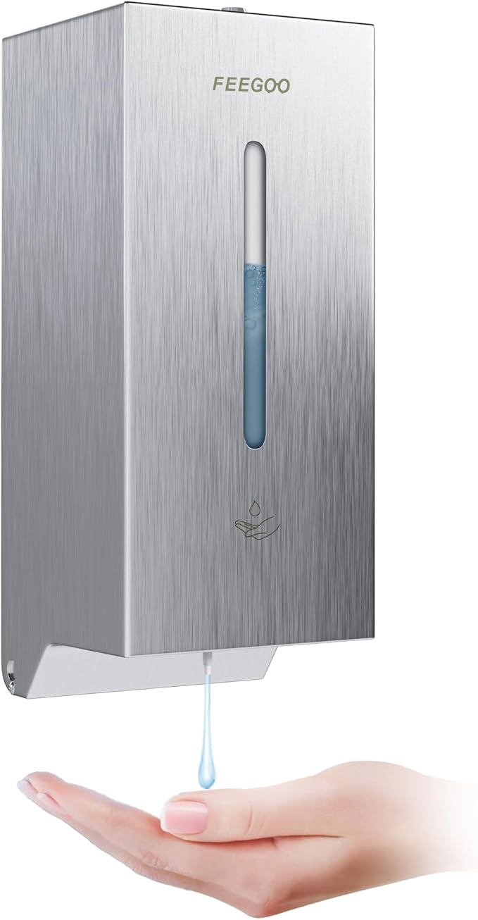 Automatic Wall Mounted Soap Dispenser, 27 fl oz / 800 ml Touchless Sensor Liquid Soap Dispenser, Stainless Steel Commercial Dispenser for Bathrooms and Offices