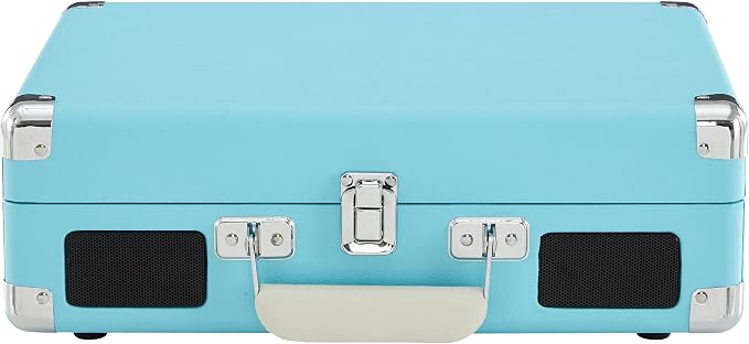 Crosley CR8005F-TU Cruiser Plus Vintage 3-Speed Bluetooth in/Out Suitcase Vinyl Record Player Turntable, Turquoise/White