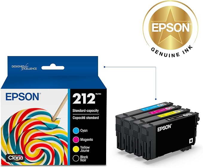 Epson 212 Claria Ink Standard Capacity Black & Color Cartridge Combo Pack (T212120-BCS) Works with Workforce WF-2830,2850 and Expression XP-4100,4105,(Pack of 2)