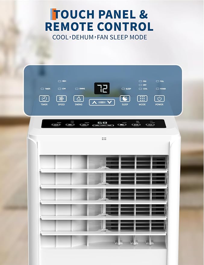 GarveeHome Portable Air Conditioner 8000 BTU – Compact Floor AC Unit with Dehumidifier, Fan, Sleep Mode & Remote, Energy Efficient Cooling for Small to Medium Rooms (Up to 350 Sq. Ft)